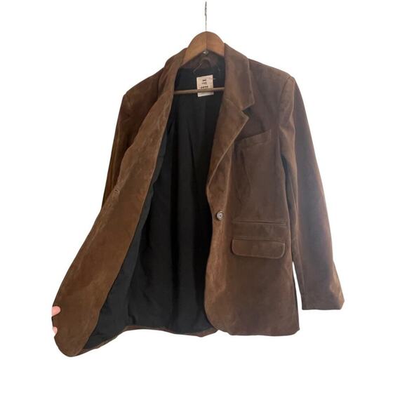 Free People Paper Cut Vegan Suede Blazer Brown Size Small NWOT - Picture 7 of 11